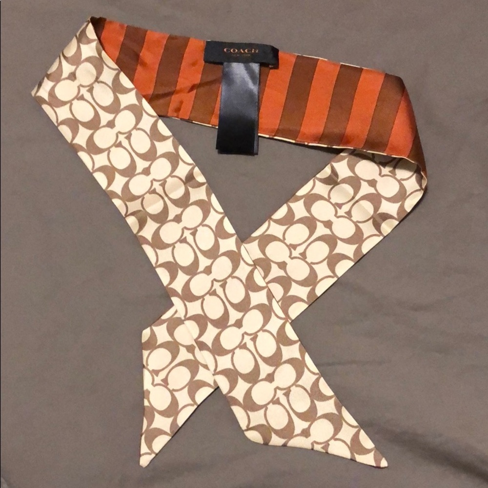 COACH Silk “C” Reversible Ponytail Scarf Purse Tie